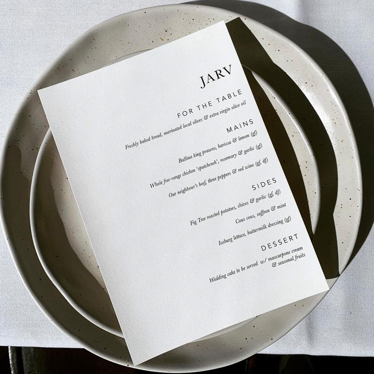Wedding Menu - On the day wedding stationery The Sea Salter Co.
